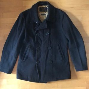 JCrew Men's Black Bayswater 100% Wool Peacoat S